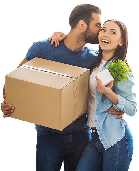 young couple happy about moving